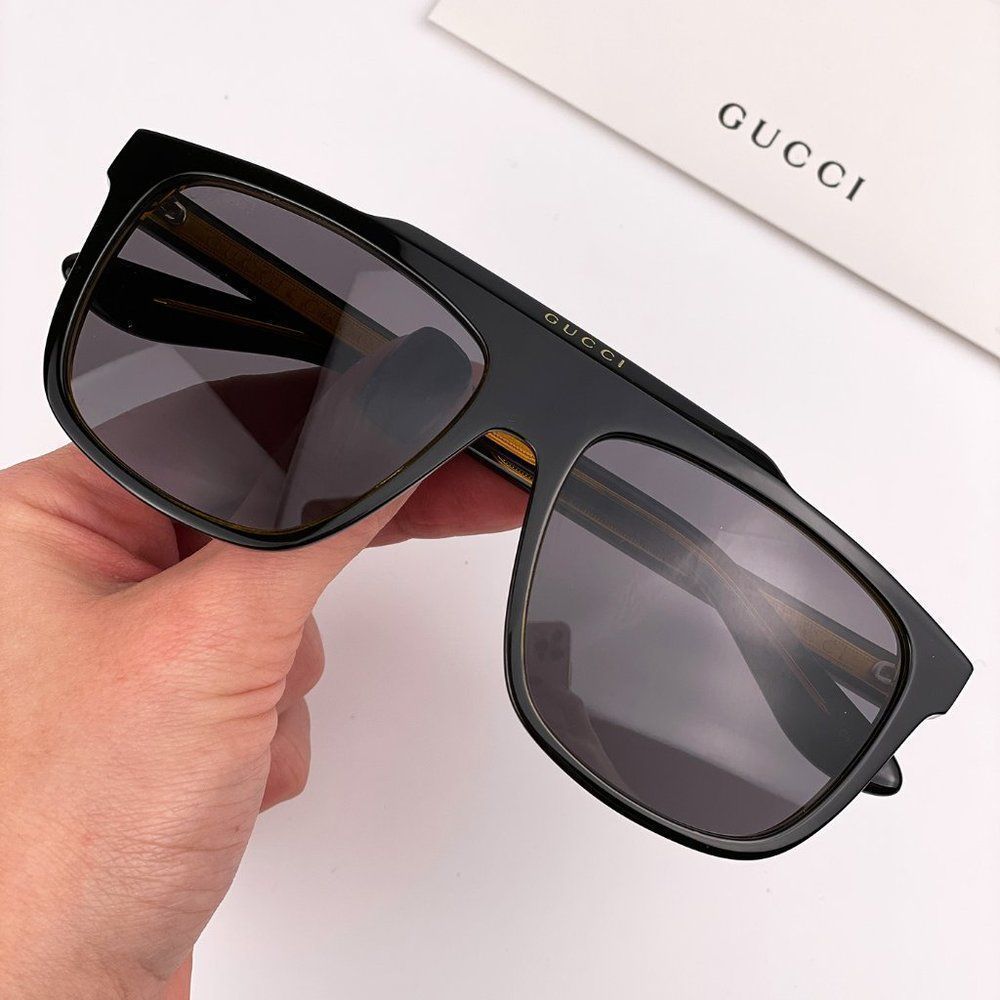 GUCCI GG1039S 001 Sunglasses Aviator Black Yellow Men - Picture 2 of 13